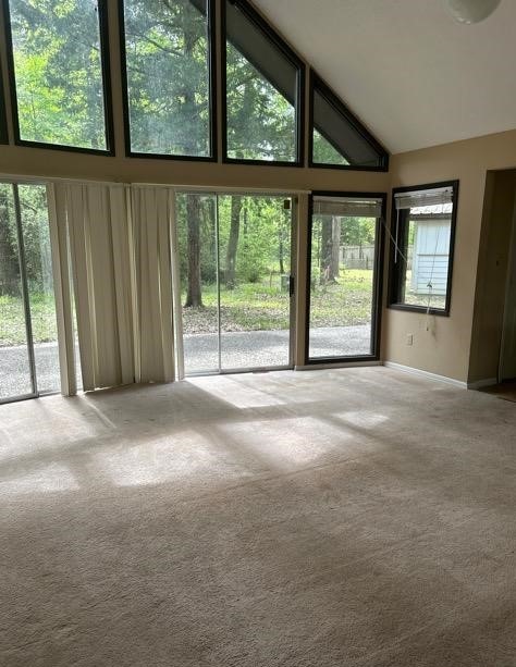 interior space with high vaulted ceiling