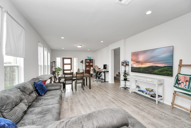 living room featuring light hardwood / wood-style flooring