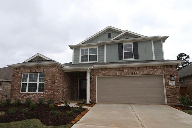 front facade with a garage