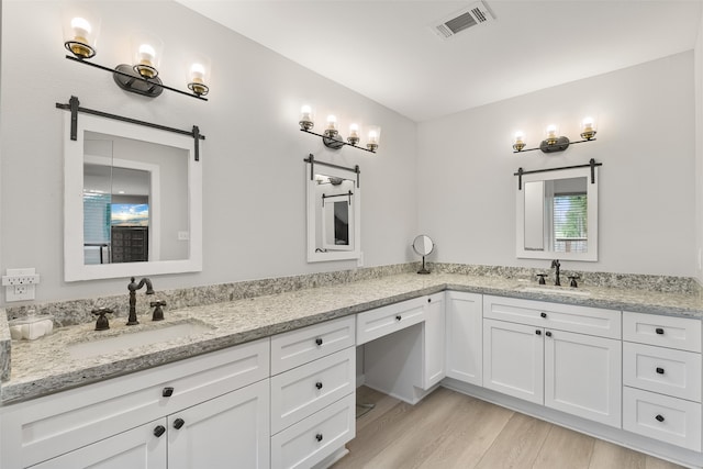 bathroom featuring vanity and wood-type flooring