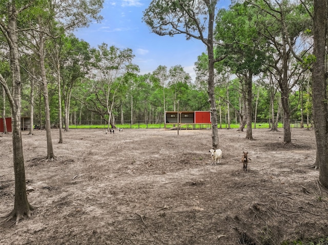 view of play area with an outbuilding