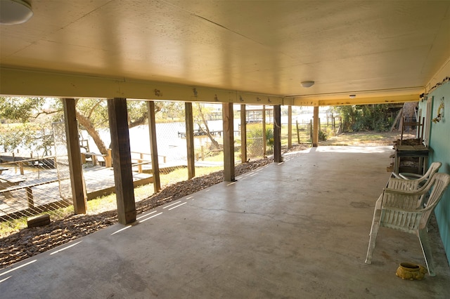 view of patio / terrace with a water view