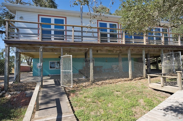 exterior space featuring a wooden deck