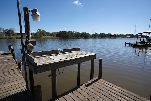 view of dock featuring a water view