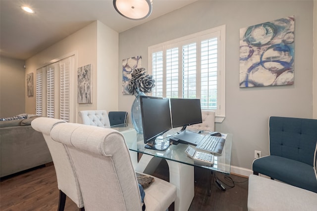 office space featuring plenty of natural light and hardwood / wood-style floors