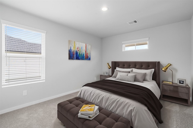 bedroom with carpet and multiple windows