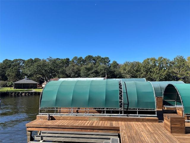 dock area featuring a water view