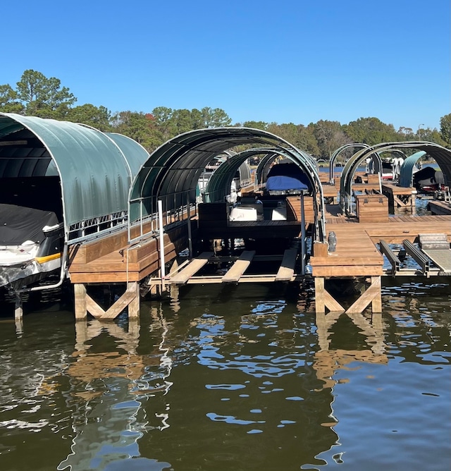 view of dock featuring a water view