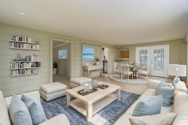 living room with french doors