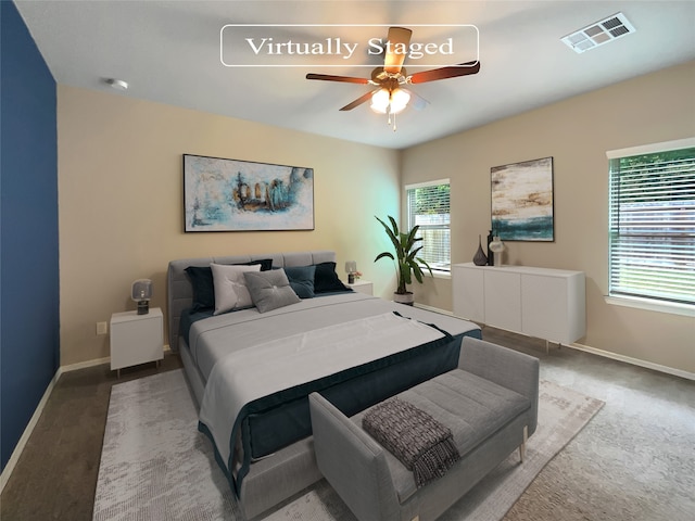 bedroom featuring ceiling fan