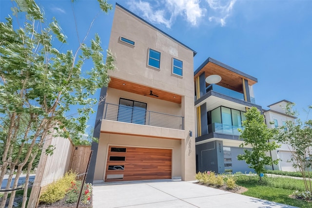 contemporary home featuring a garage