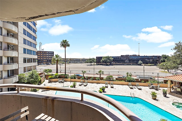 balcony with a community pool