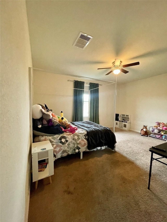 bedroom with carpet and ceiling fan