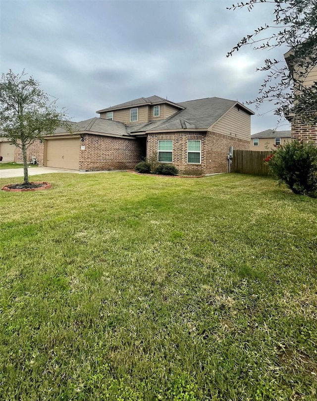 view of home's exterior with a yard and a garage