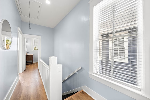 hall featuring light hardwood / wood-style flooring