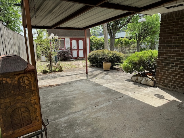 view of patio / terrace featuring an outdoor structure