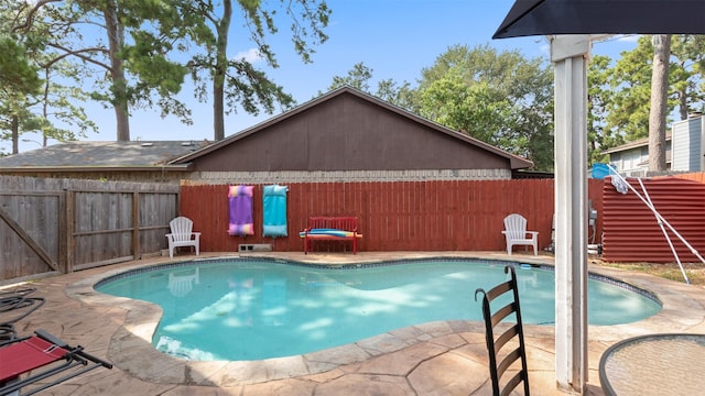 view of swimming pool with a patio area