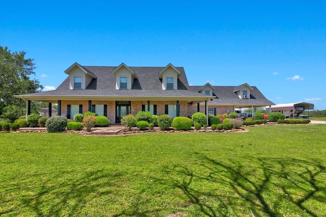 cape cod house featuring a front lawn