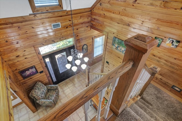 stairway with tile flooring