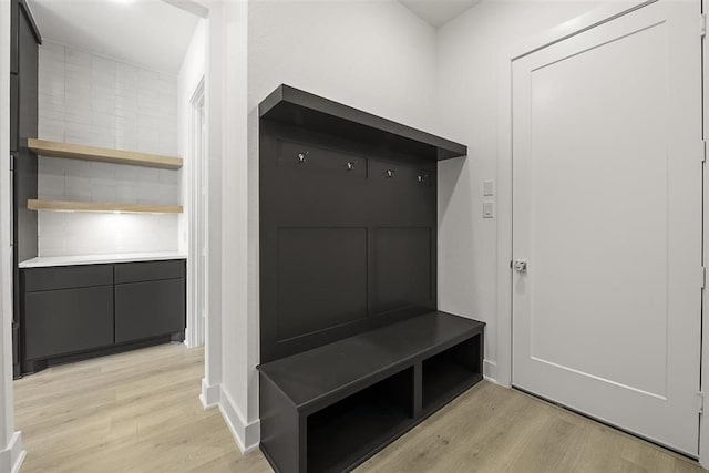 mudroom with light wood-type flooring