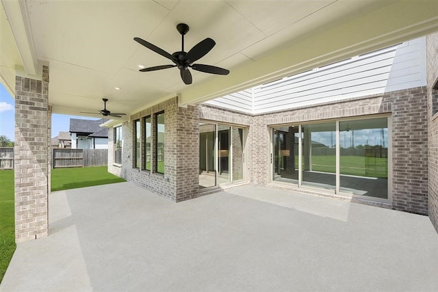 view of patio / terrace featuring ceiling fan