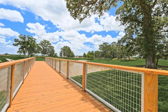 view of dock featuring a yard