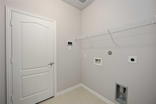 laundry area with gas dryer hookup, hookup for a washing machine, and electric dryer hookup