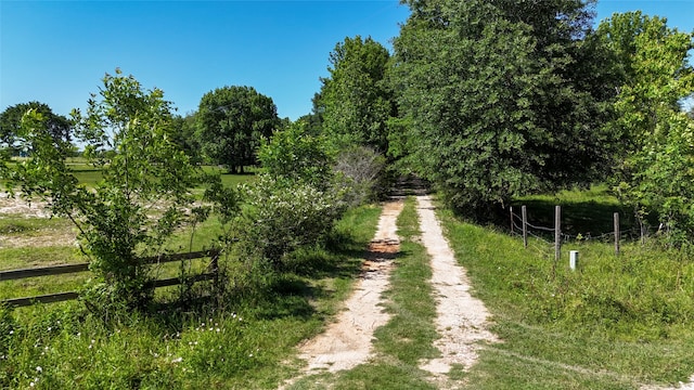 view of street with a rural view