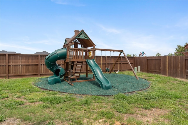 view of playground with a yard