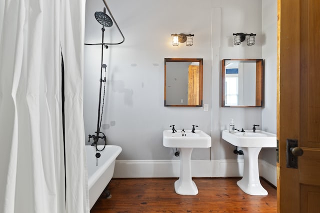 bathroom featuring wood-type flooring