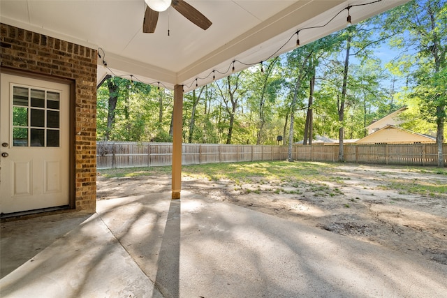 view of patio with ceiling fan