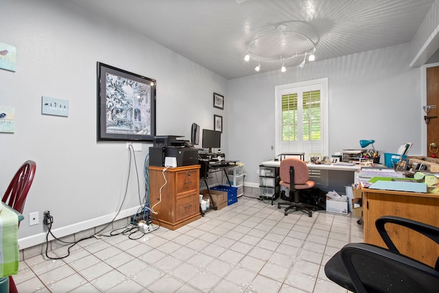 office with light tile floors