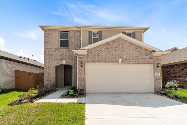 view of front property with a garage