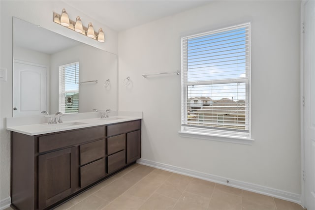 bathroom featuring tile patterned flooring and vanity