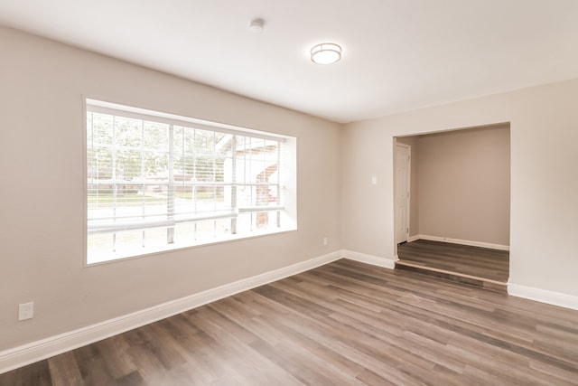 empty room featuring a wealth of natural light and hardwood / wood-style floors