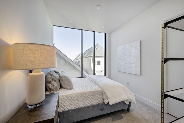 bedroom with baseboards and carpet floors