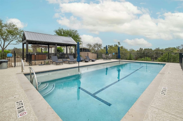 view of pool with a gazebo