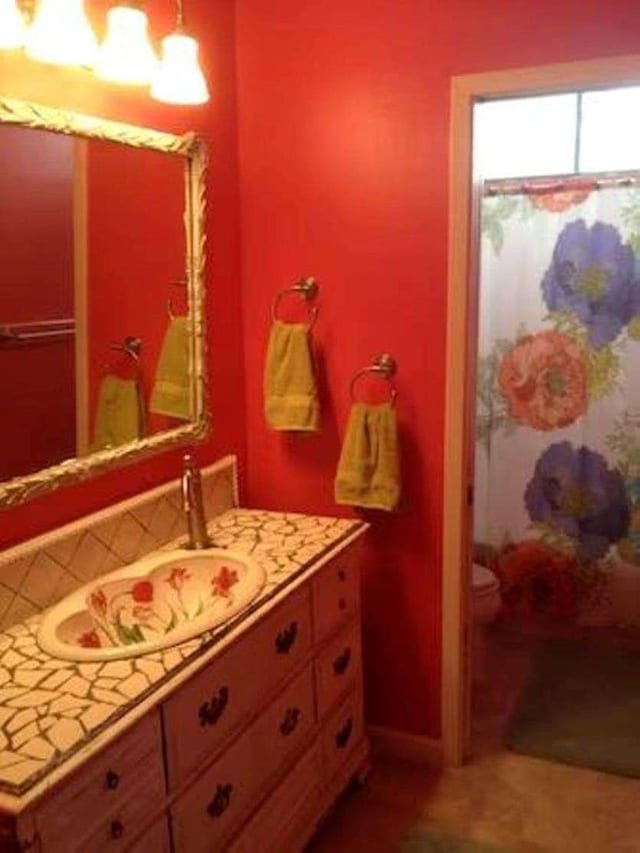 bathroom with vanity and toilet