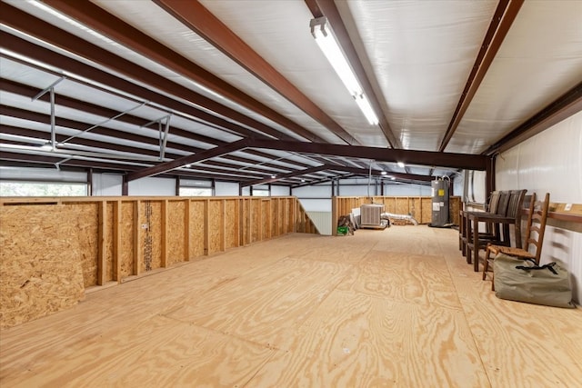 interior space featuring central AC unit and water heater