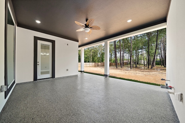 view of patio / terrace featuring ceiling fan