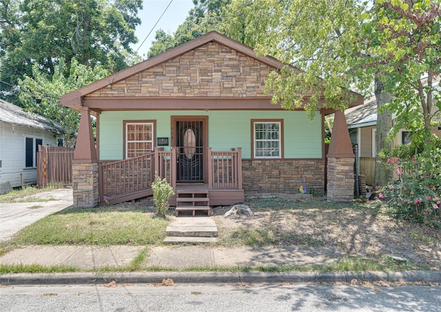 bungalow-style home with covered porch