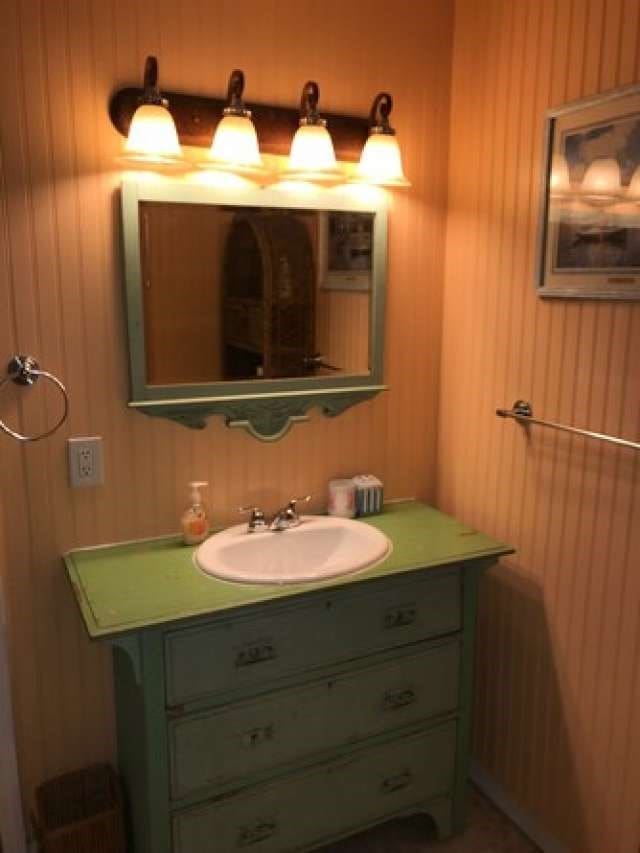 bathroom with oversized vanity