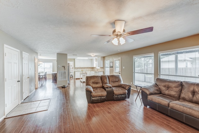 living room with light wood-type flooring and a wealth of natural light