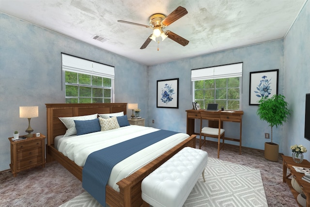 bedroom with carpet and ceiling fan