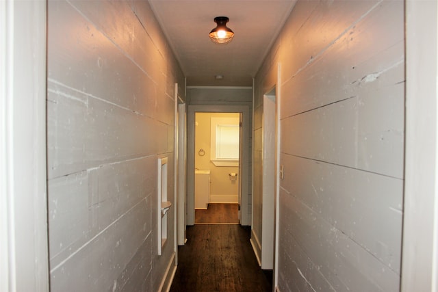 hall featuring dark wood-type flooring