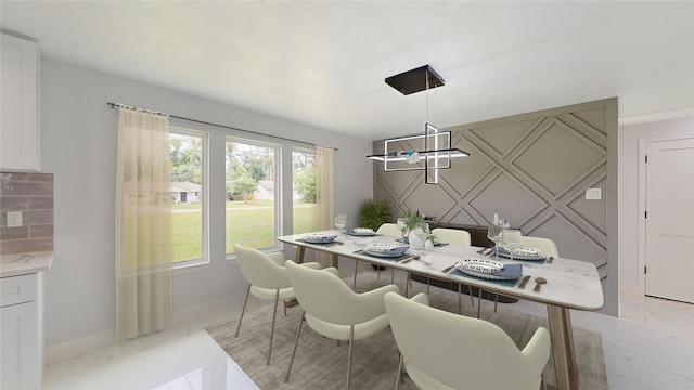 view of tiled dining space