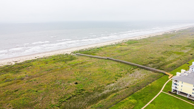 aerial view featuring a beach view and a water view