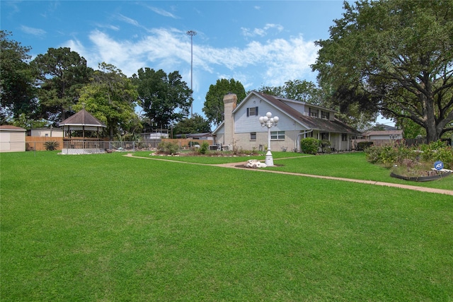 view of yard with a gazebo