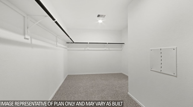 walk in closet with carpet