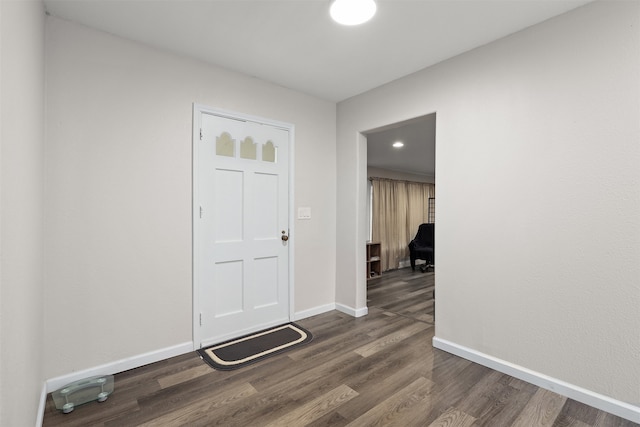 entrance foyer featuring dark hardwood / wood-style floors